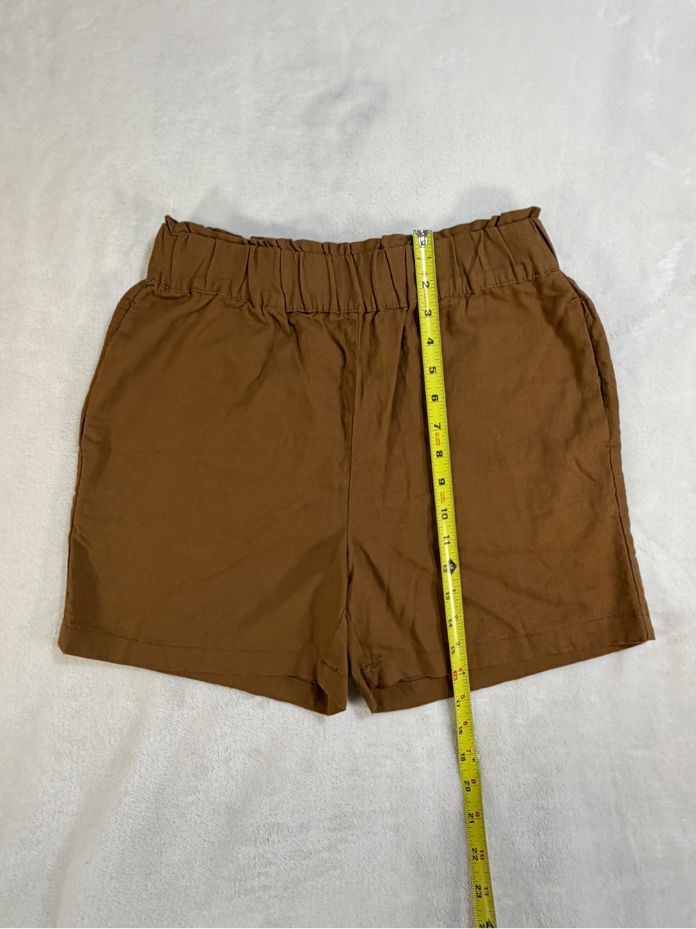 Alexander Jordan High-Waist Rust Elastic-Ruched Women's Shorts - Small - Picture 7 of 8